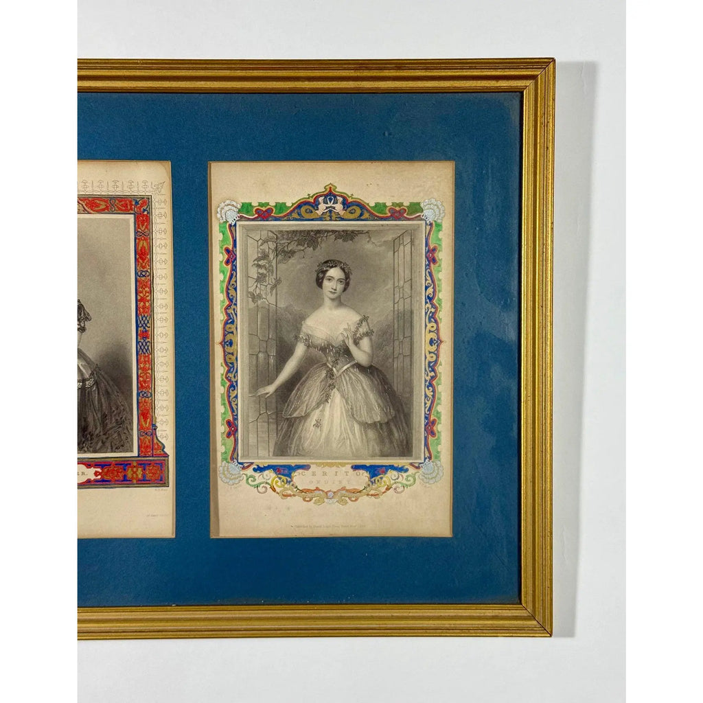 Antique 1845 Hand-Colored Ballet Triptych - "Beauties of the Opera"