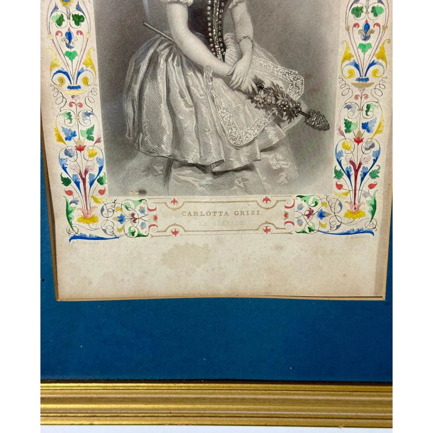 Antique 1845 Hand-Colored Ballet Triptych - "Beauties of the Opera"