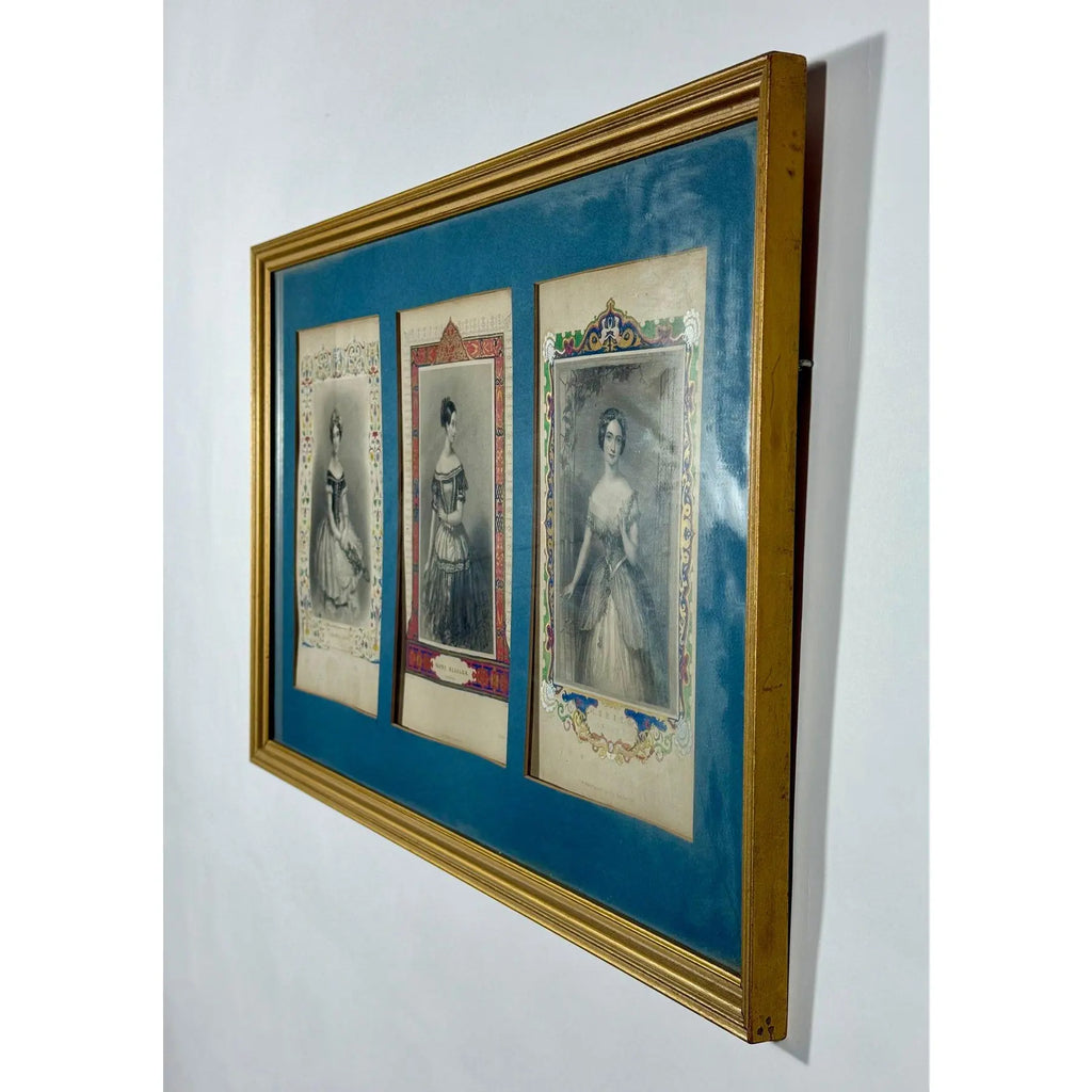 Antique 1845 Hand-Colored Ballet Triptych - "Beauties of the Opera"