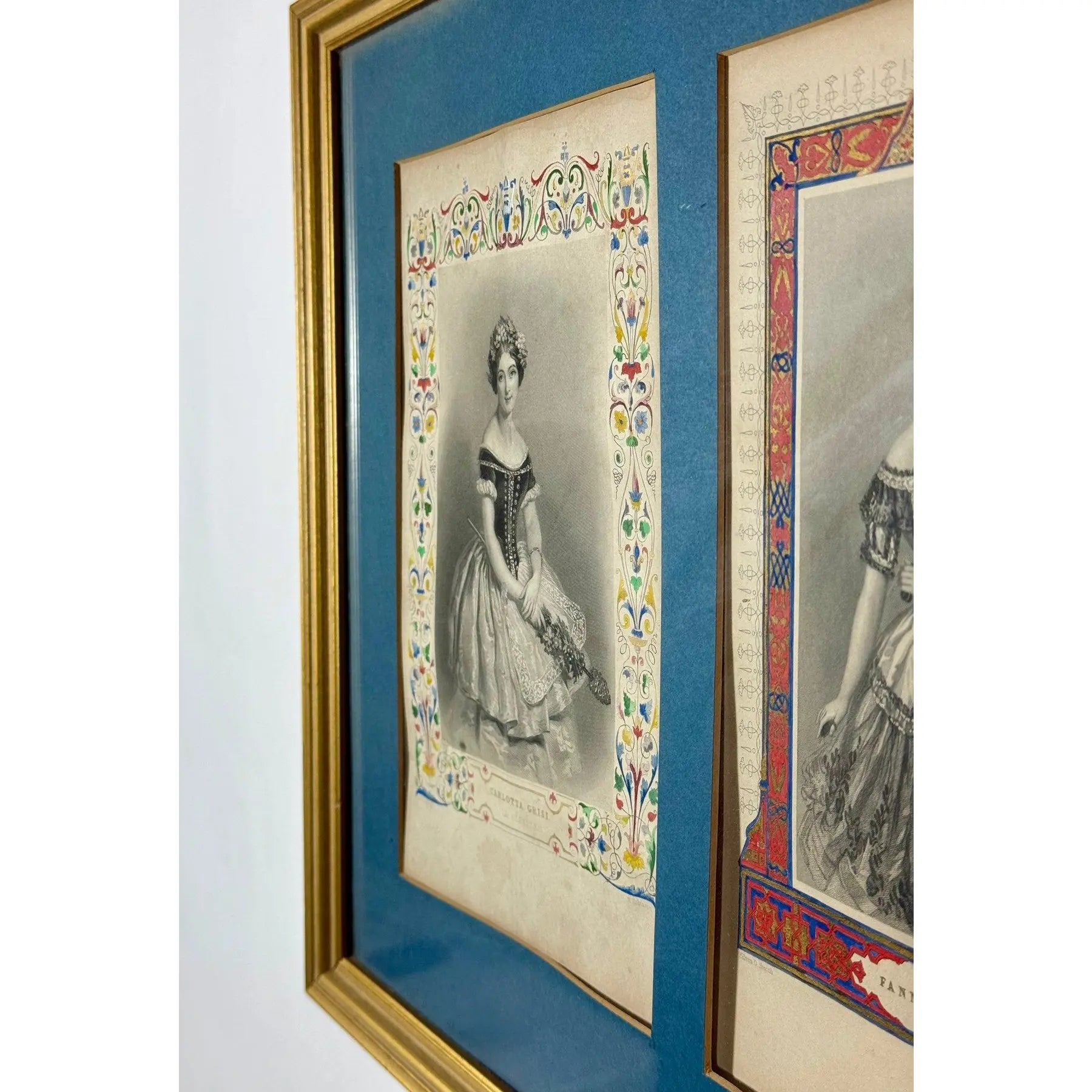 Antique 1845 Hand-Colored Ballet Triptych - "Beauties of the Opera"