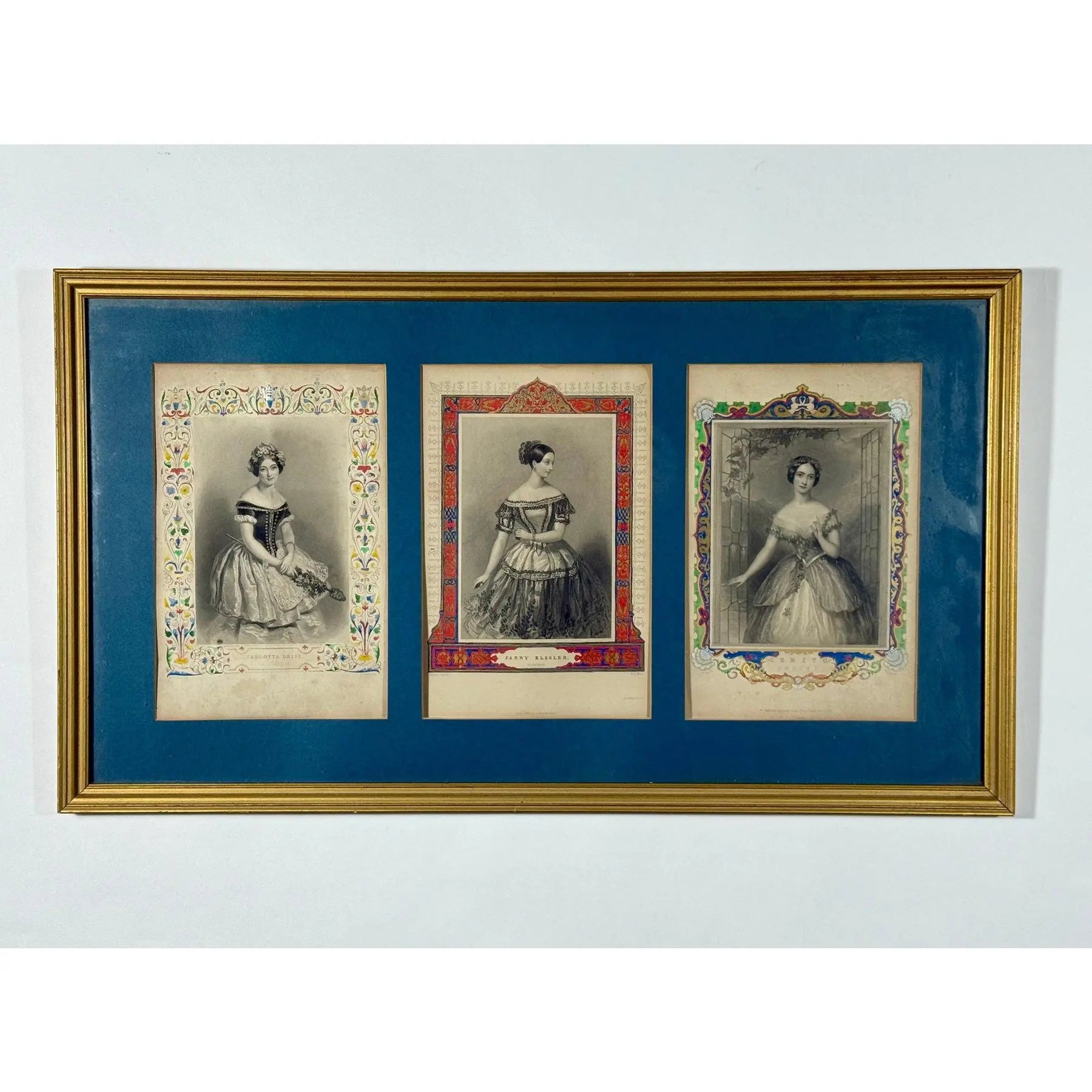 Antique 1845 Hand-Colored Ballet Triptych - "Beauties of the Opera"