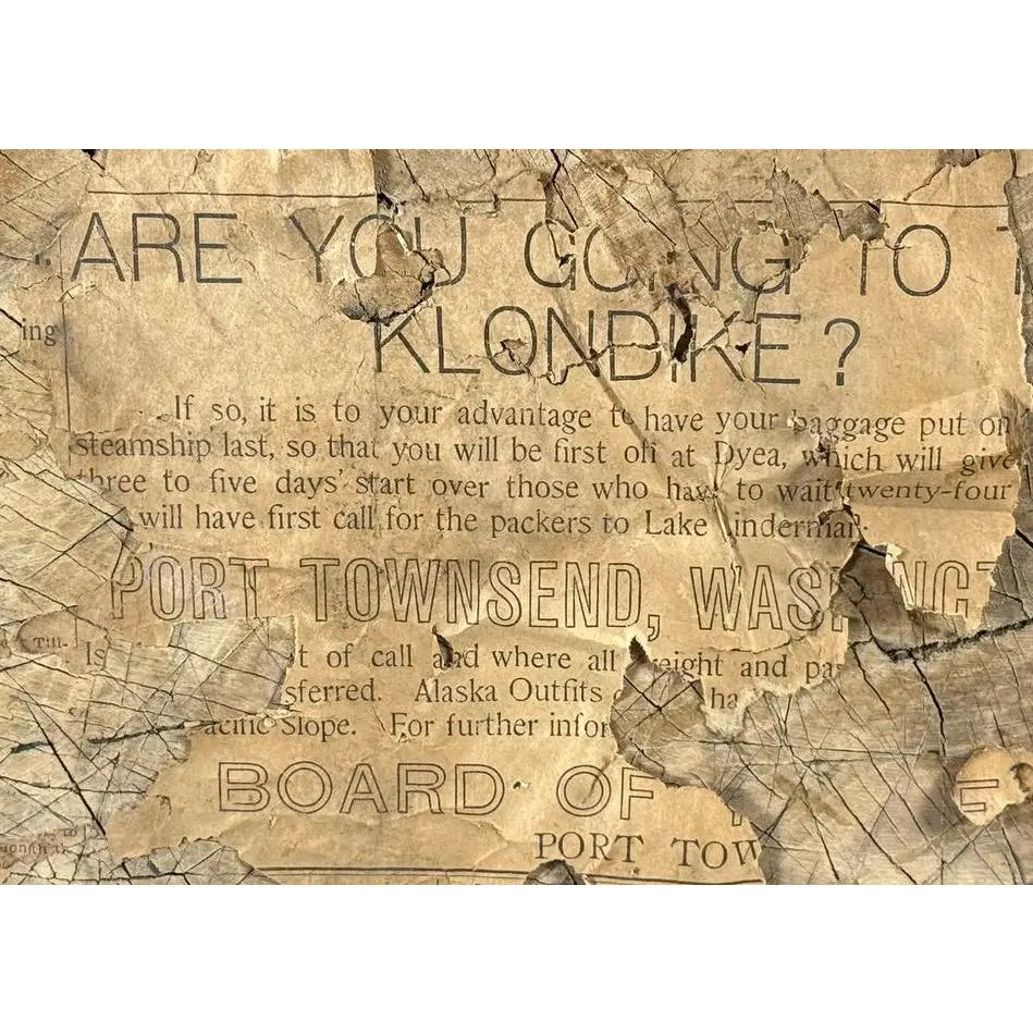 Rare 19th-Century Folk Art Abraham Lincoln Portrait on Old-Growth Wood Slab with Klondike Gold Rush Ephemera