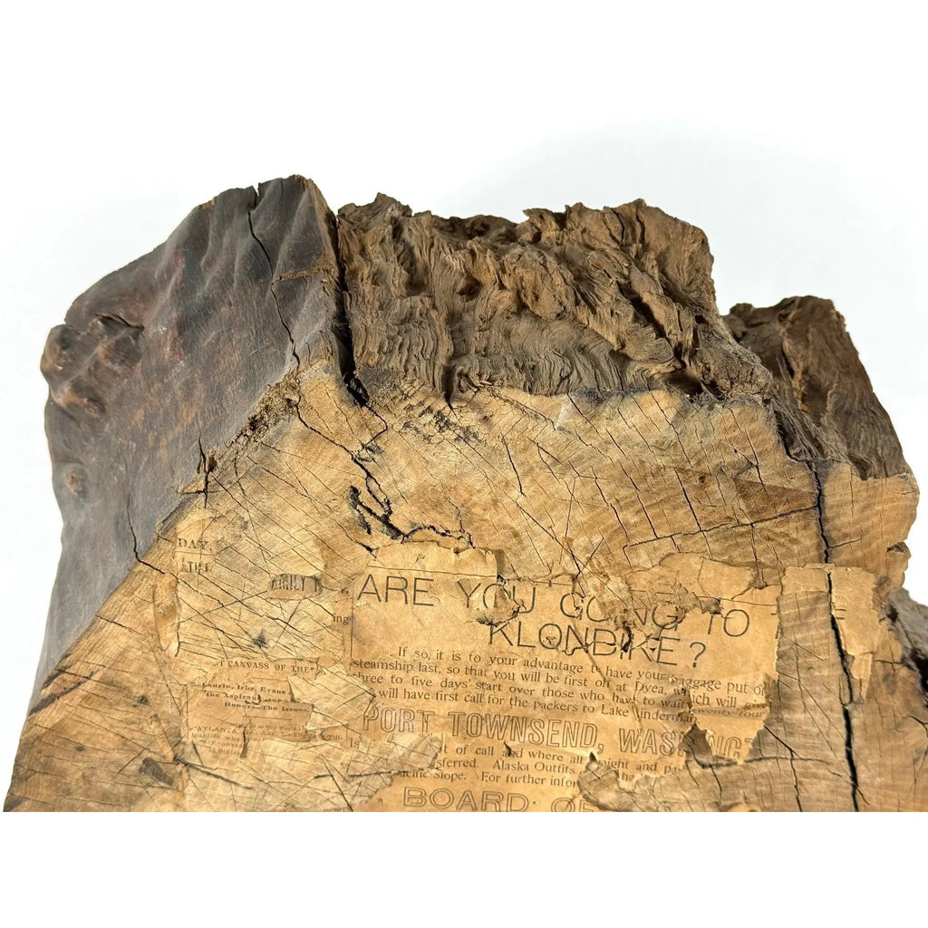 Rare 19th-Century Folk Art Abraham Lincoln Portrait on Old-Growth Wood Slab with Klondike Gold Rush Ephemera