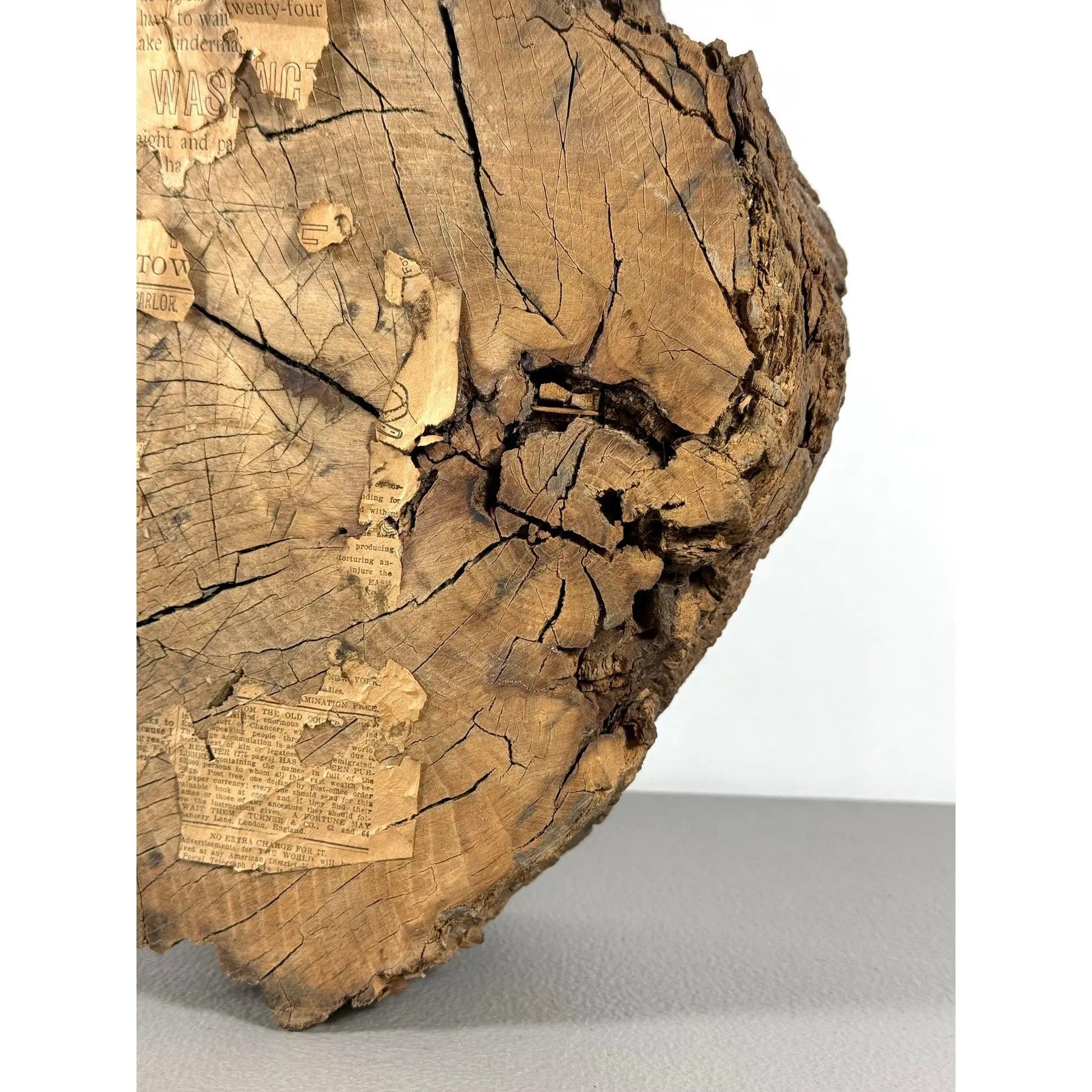 Rare 19th-Century Folk Art Abraham Lincoln Portrait on Old-Growth Wood Slab with Klondike Gold Rush Ephemera