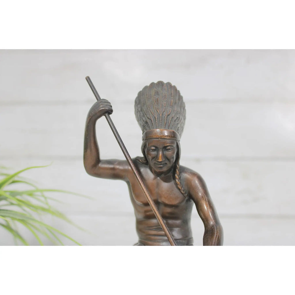 Antique Jennings Brothers Native American War Chief Bronze-Clad Sculpture JB 2245
