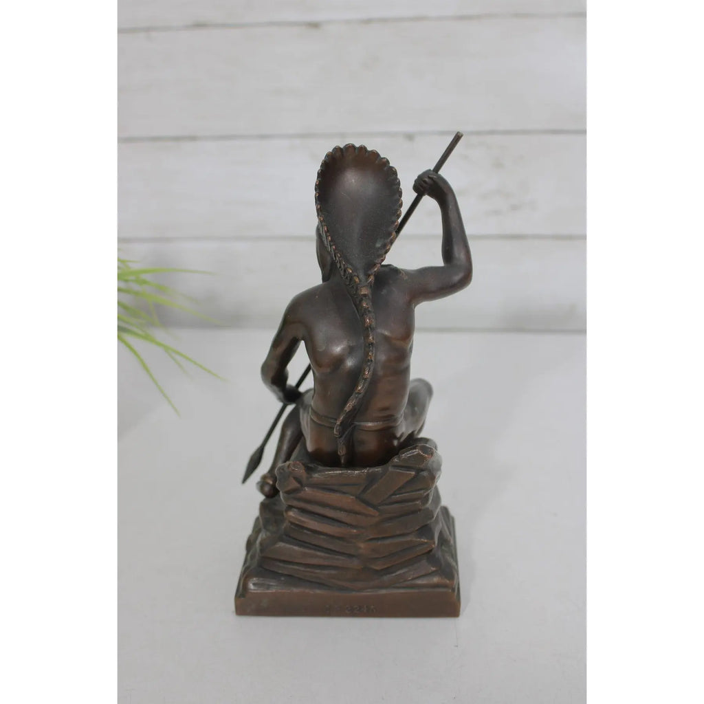 Antique Jennings Brothers Native American War Chief Bronze-Clad Sculpture JB 2245