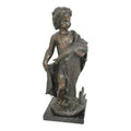 19th C. French Bronze Fisher Boy Sculpture Signed Emile Boyer, Antique Nautical Mantel Decor, Maritime Fine Art Bronze, Coastal Grandmillennial Gift
