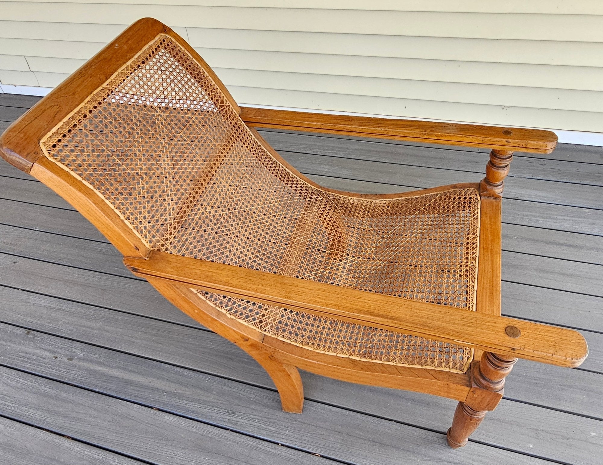 Antique 19th Century Oak Plantation Chair With Original Folding Leg Rests