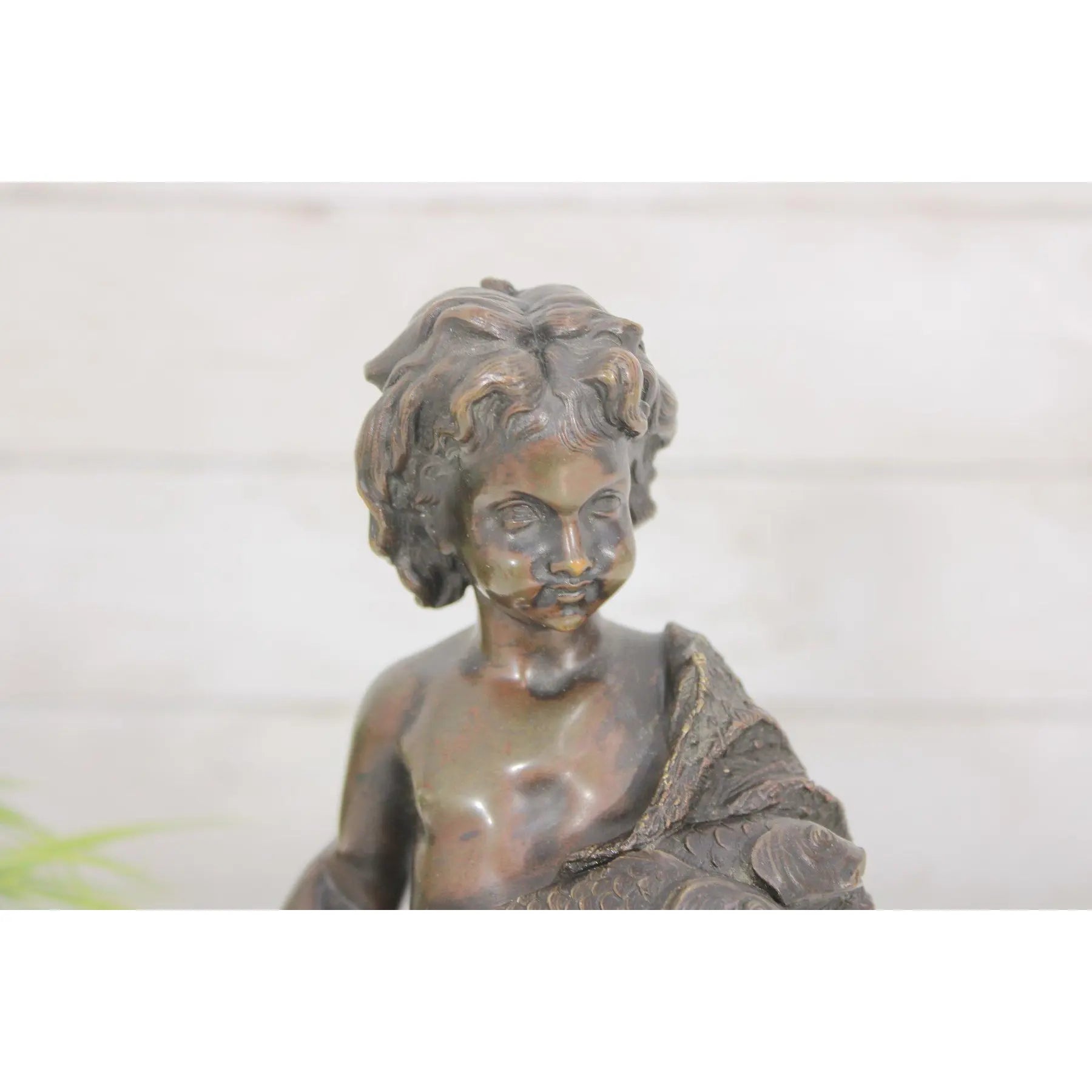 19th C. French Bronze Fisher Boy Sculpture Signed Emile Boyer, Antique Nautical Mantel Decor, Maritime Fine Art Bronze, Coastal Grandmillennial Gift