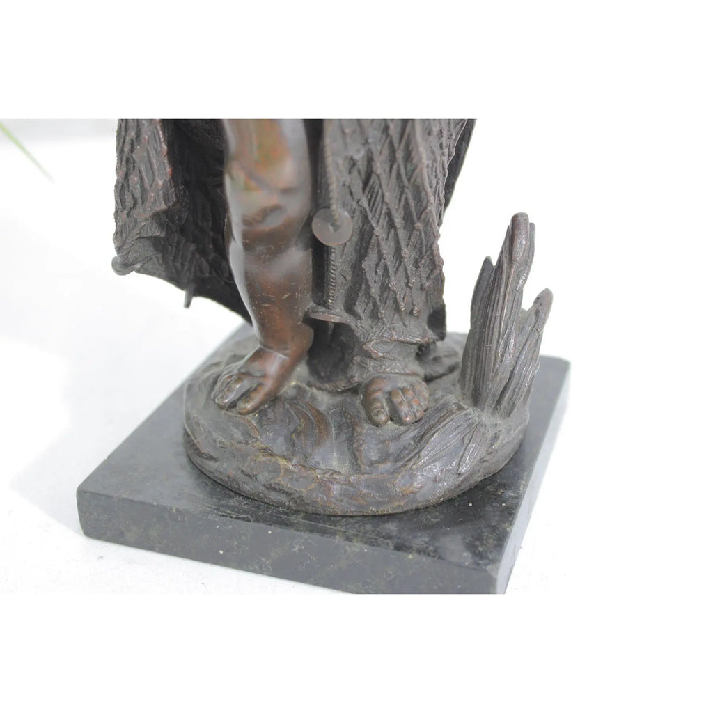19th C. French Bronze Fisher Boy Sculpture Signed Emile Boyer, Antique Nautical Mantel Decor, Maritime Fine Art Bronze, Coastal Grandmillennial Gift