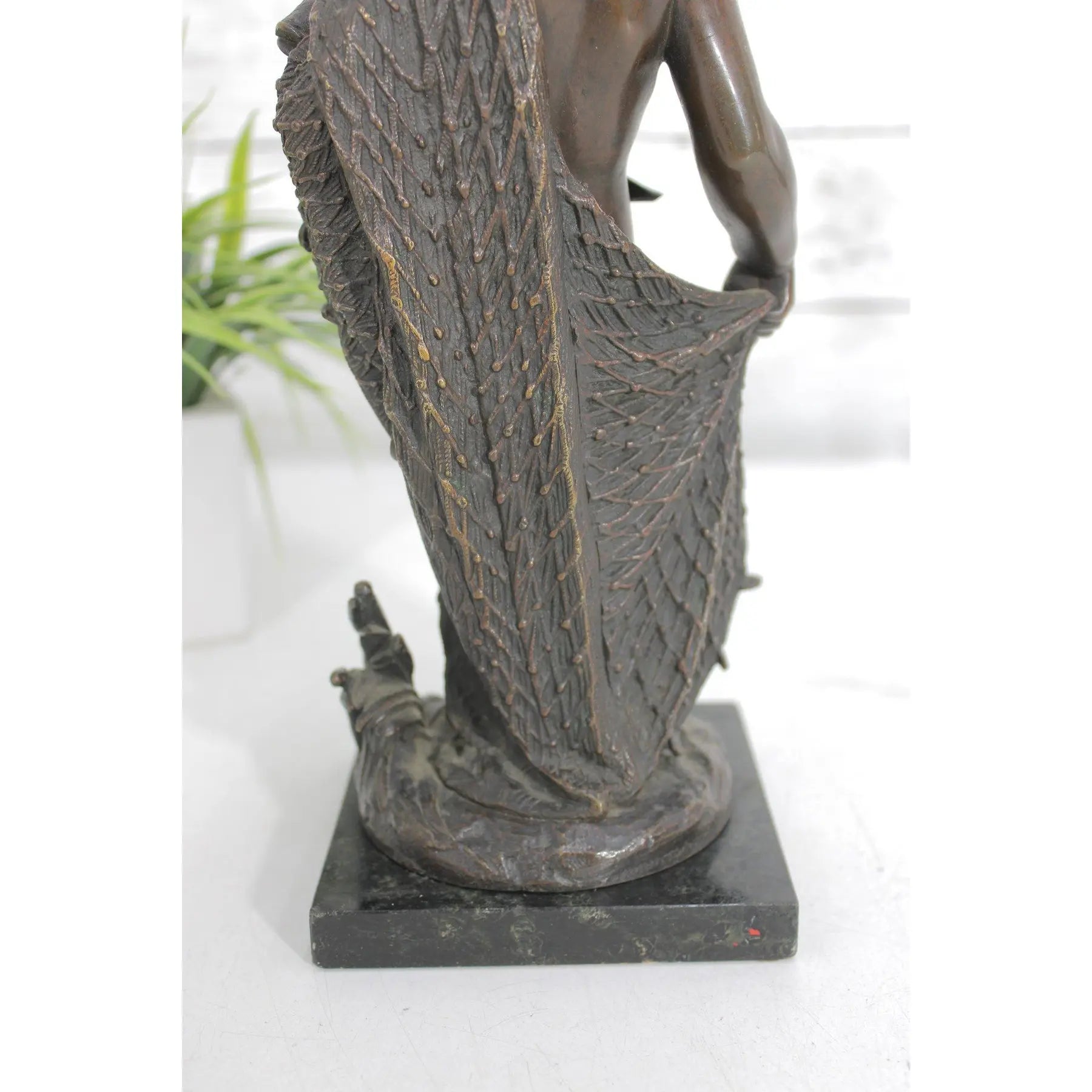 19th C. French Bronze Fisher Boy Sculpture Signed Emile Boyer, Antique Nautical Mantel Decor, Maritime Fine Art Bronze, Coastal Grandmillennial Gift