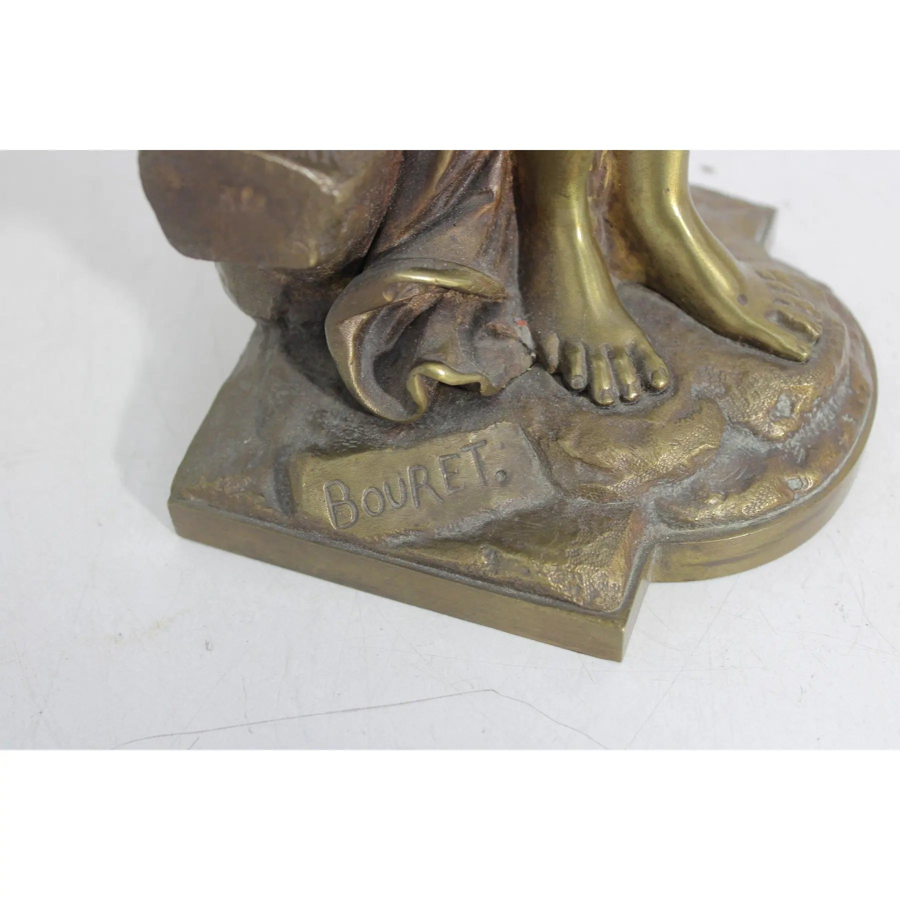 Antique 19th Century French Gilt Bronze Sculpture - Au Clair de la Lune by Eutrope Bouret - Signed 17-Inch Belle Epoque Figurine
