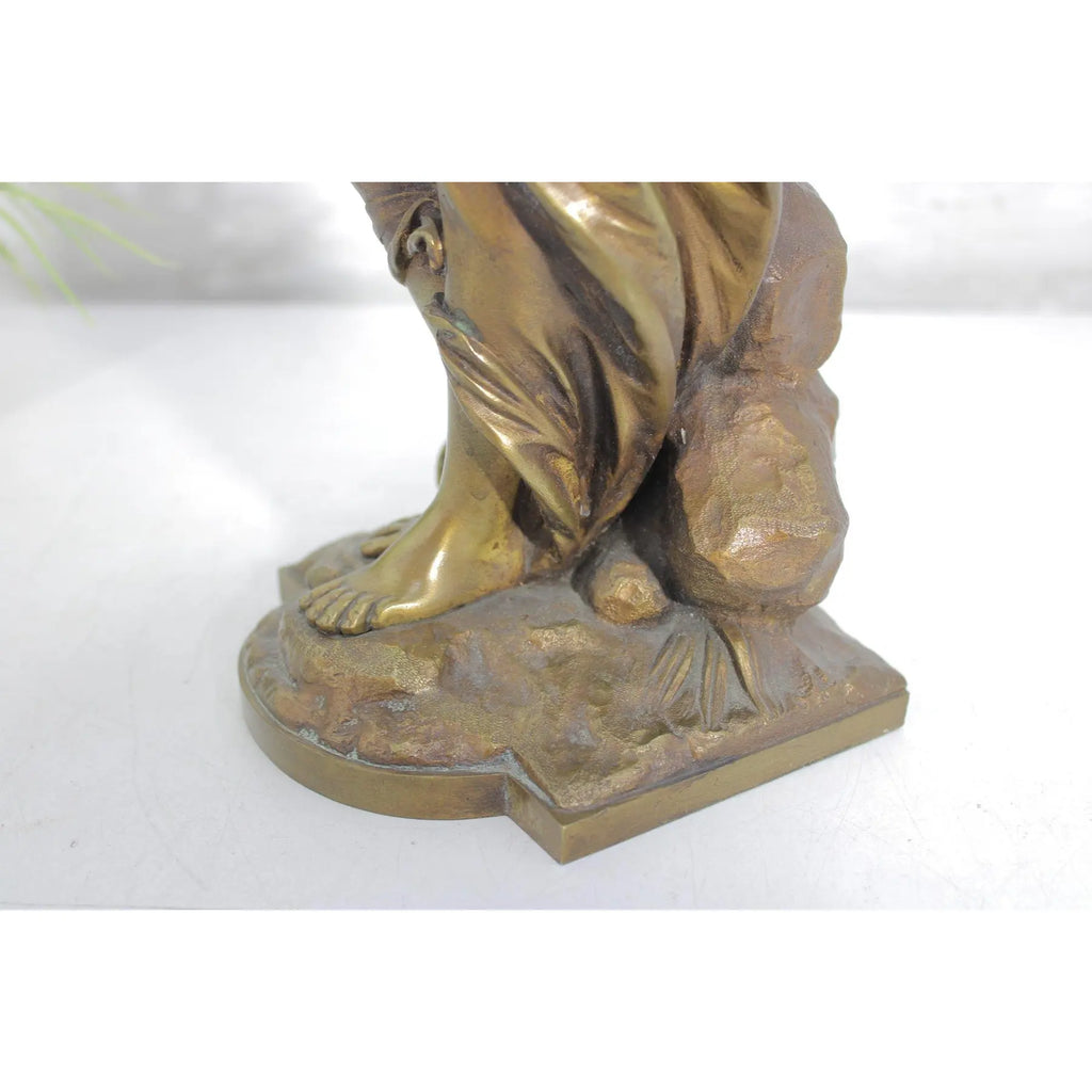 Antique 19th Century French Gilt Bronze Sculpture - Au Clair de la Lune by Eutrope Bouret - Signed 17-Inch Belle Epoque Figurine