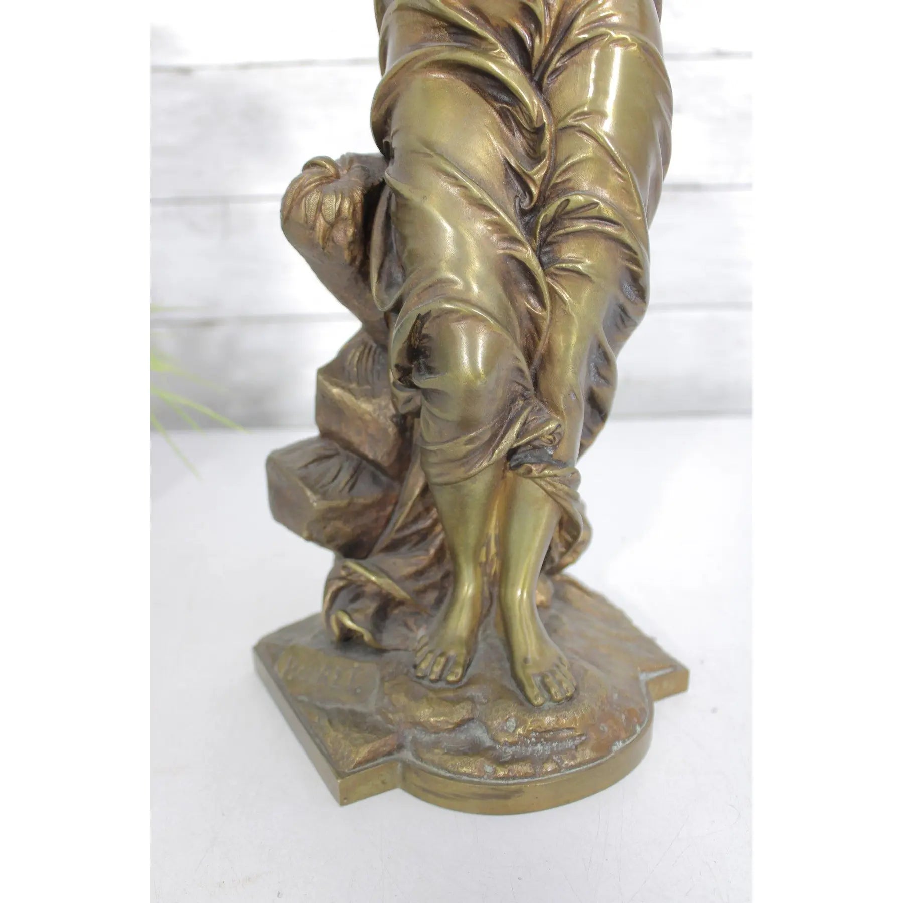 Antique 19th Century French Gilt Bronze Sculpture - Au Clair de la Lune by Eutrope Bouret - Signed 17-Inch Belle Epoque Figurine