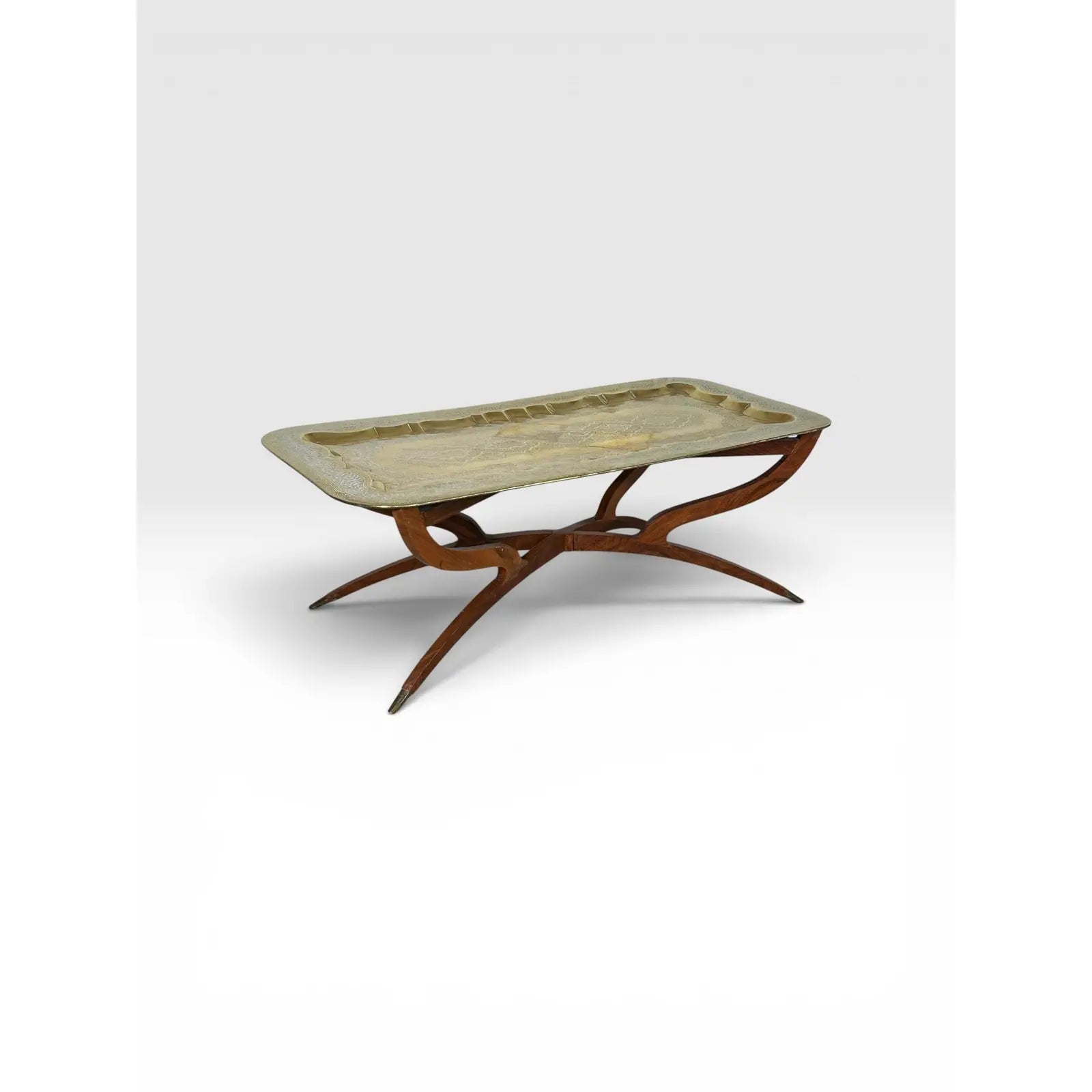 Mid-Century Moroccan Brass Spider Coffee Table