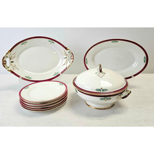Antique Richard Briggs Boston Neoclassical Dessert Service With Gold Gilt Eight-Piece Set