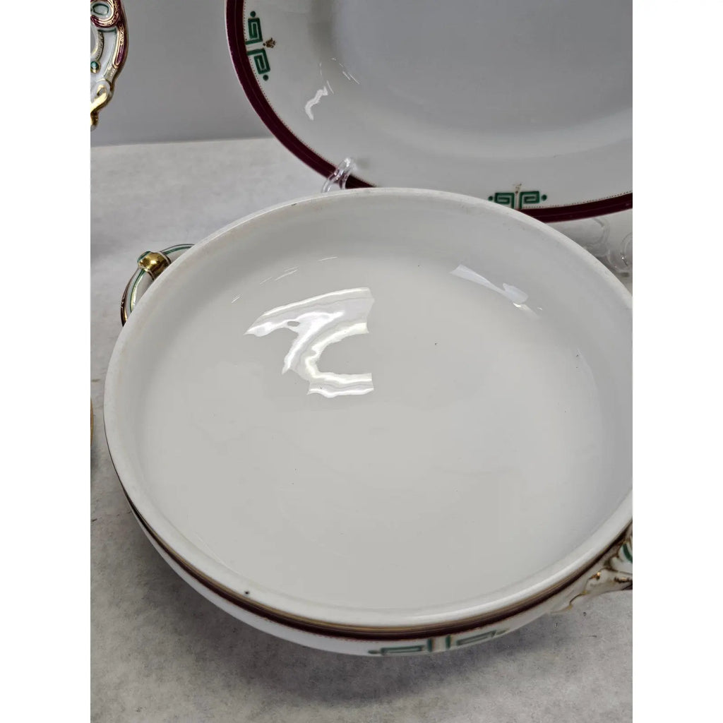 Antique Richard Briggs Boston Neoclassical Dessert Service With Gold Gilt Eight-Piece Set