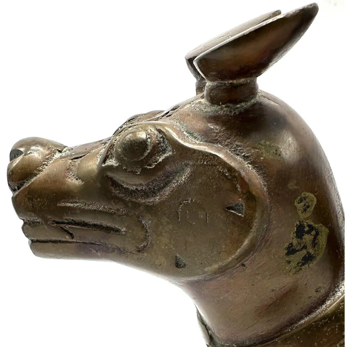 19th Century Chinese Archaic Bronze Xizun Mythical Beast Candle Holder, Qing Dynasty Fanggu Revival, Taotie Ritual Vessel Style Bronze