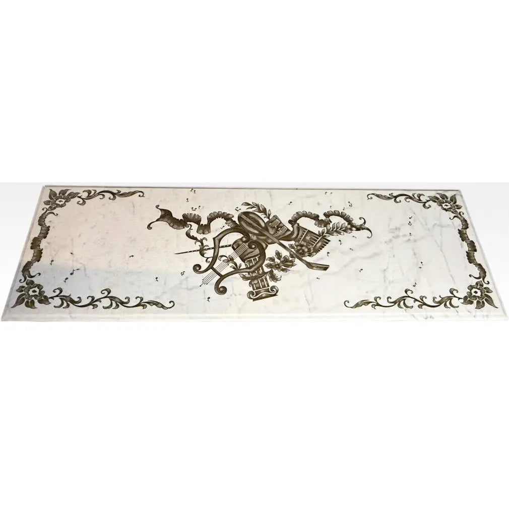 Vintage Italian Neoclassical Etched Marble and Gilt Brass Low Coffee Table