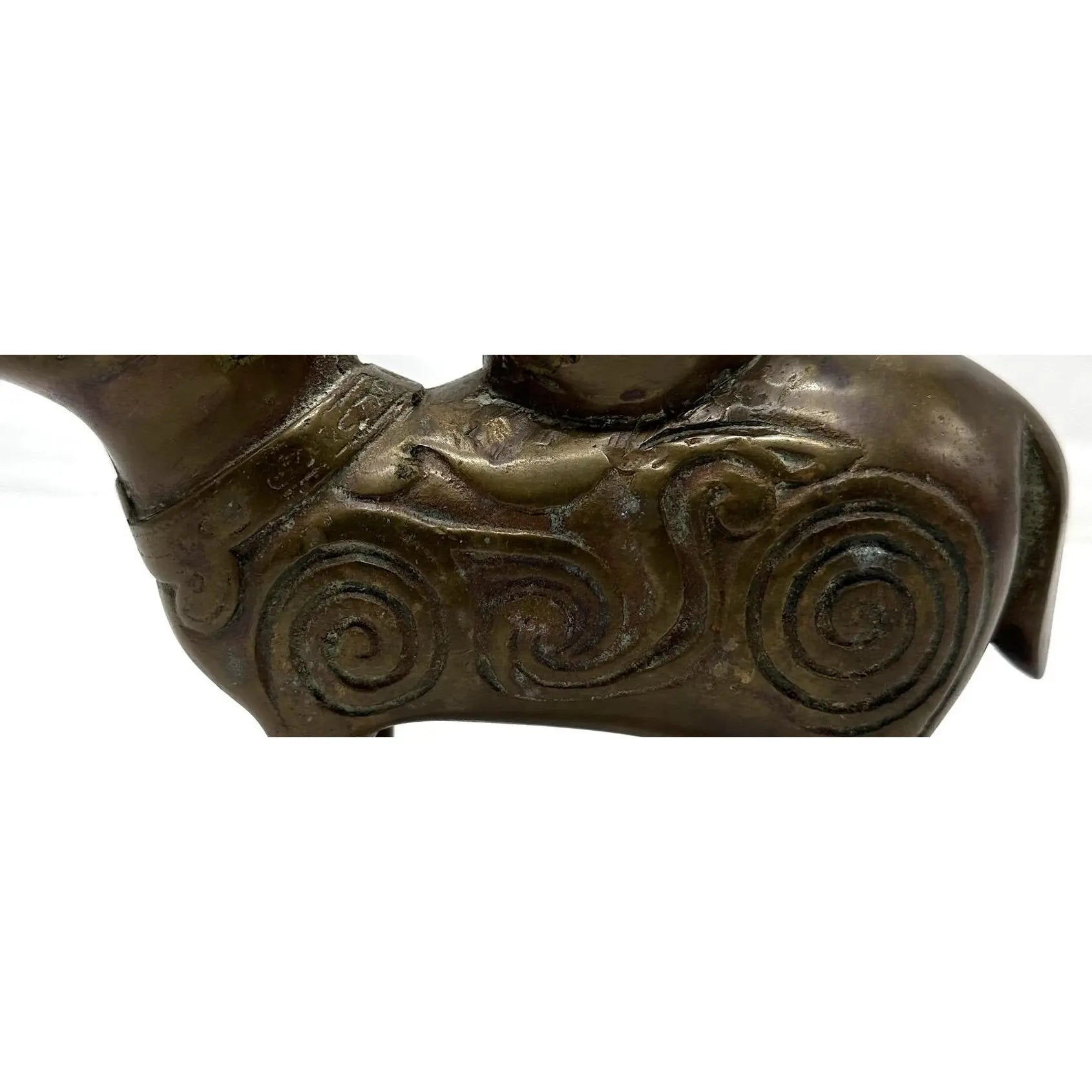 19th Century Chinese Archaic Bronze Xizun Mythical Beast Candle Holder, Qing Dynasty Fanggu Revival, Taotie Ritual Vessel Style Bronze