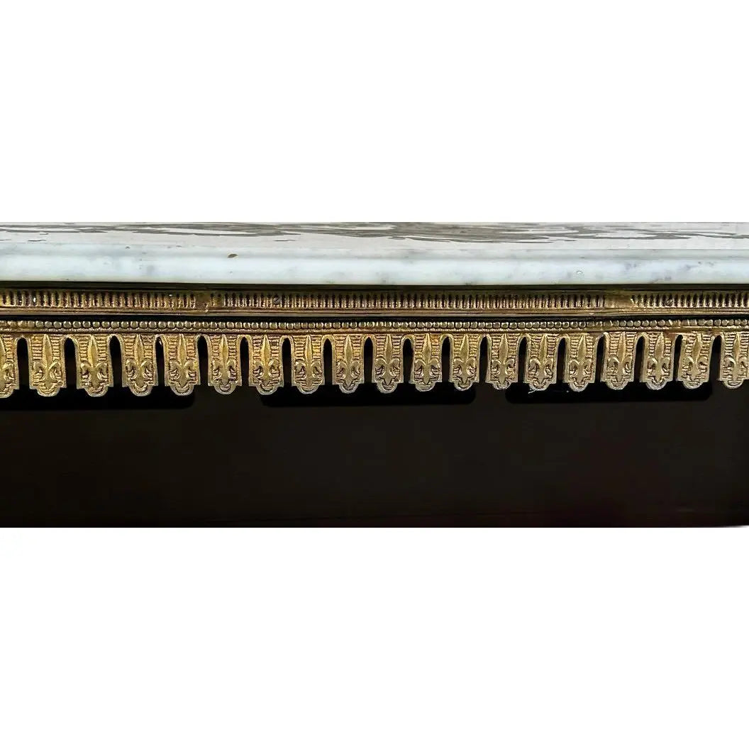 Vintage Italian Neoclassical Etched Marble and Gilt Brass Low Coffee Table