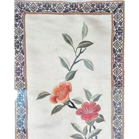 Vintage Framed Chinese Silk Embroidery Panel - Bird & Floral Motif