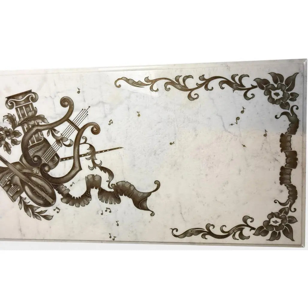 Vintage Italian Neoclassical Etched Marble and Gilt Brass Low Coffee Table