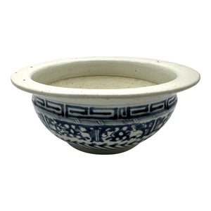 Large Antique 19th Century Chinese Blue and White Porcelain Censer Bowl 11 Inch