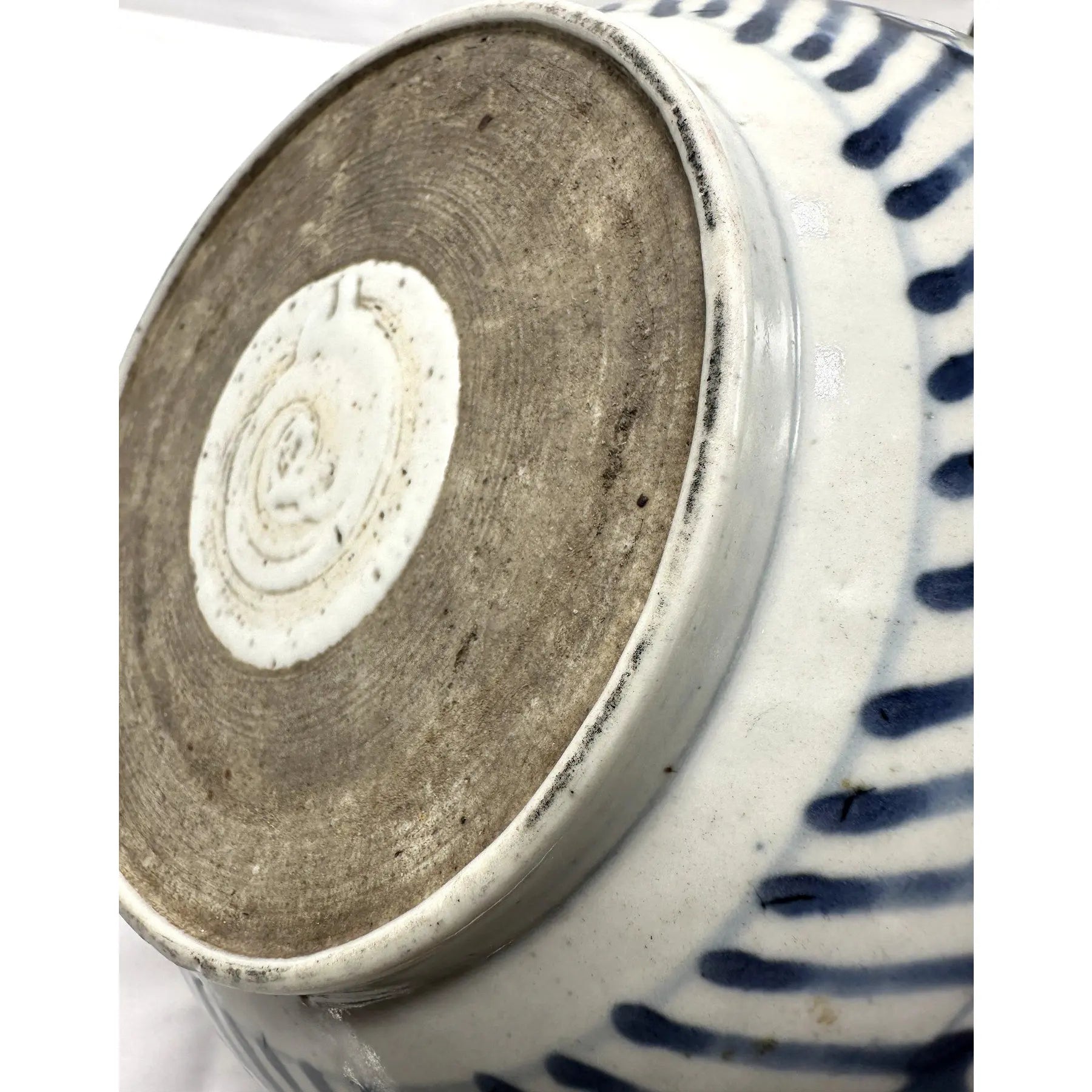 Large Antique 19th Century Chinese Blue and White Porcelain Censer Bowl 11 Inch