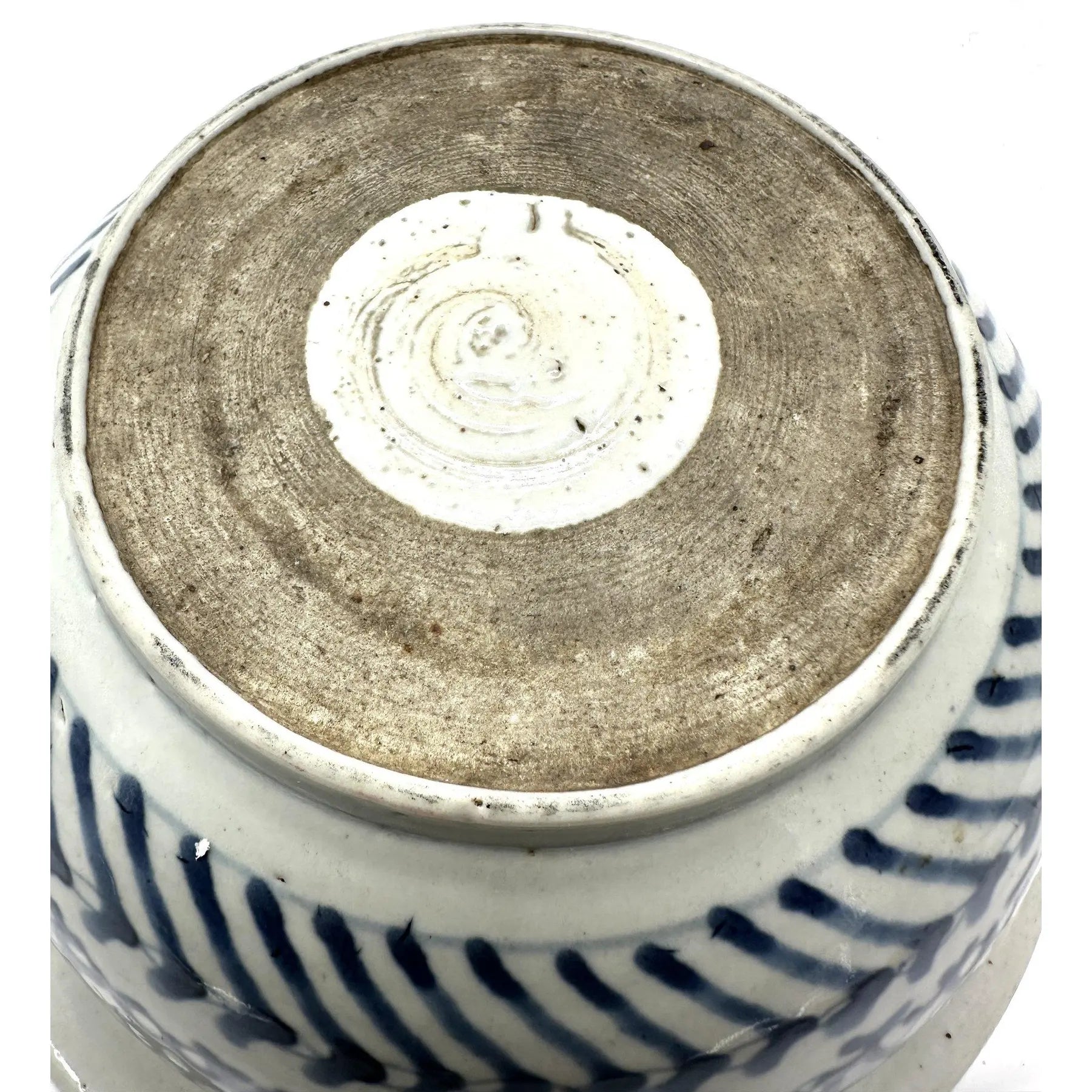 Large Antique 19th Century Chinese Blue and White Porcelain Censer Bowl 11 Inch