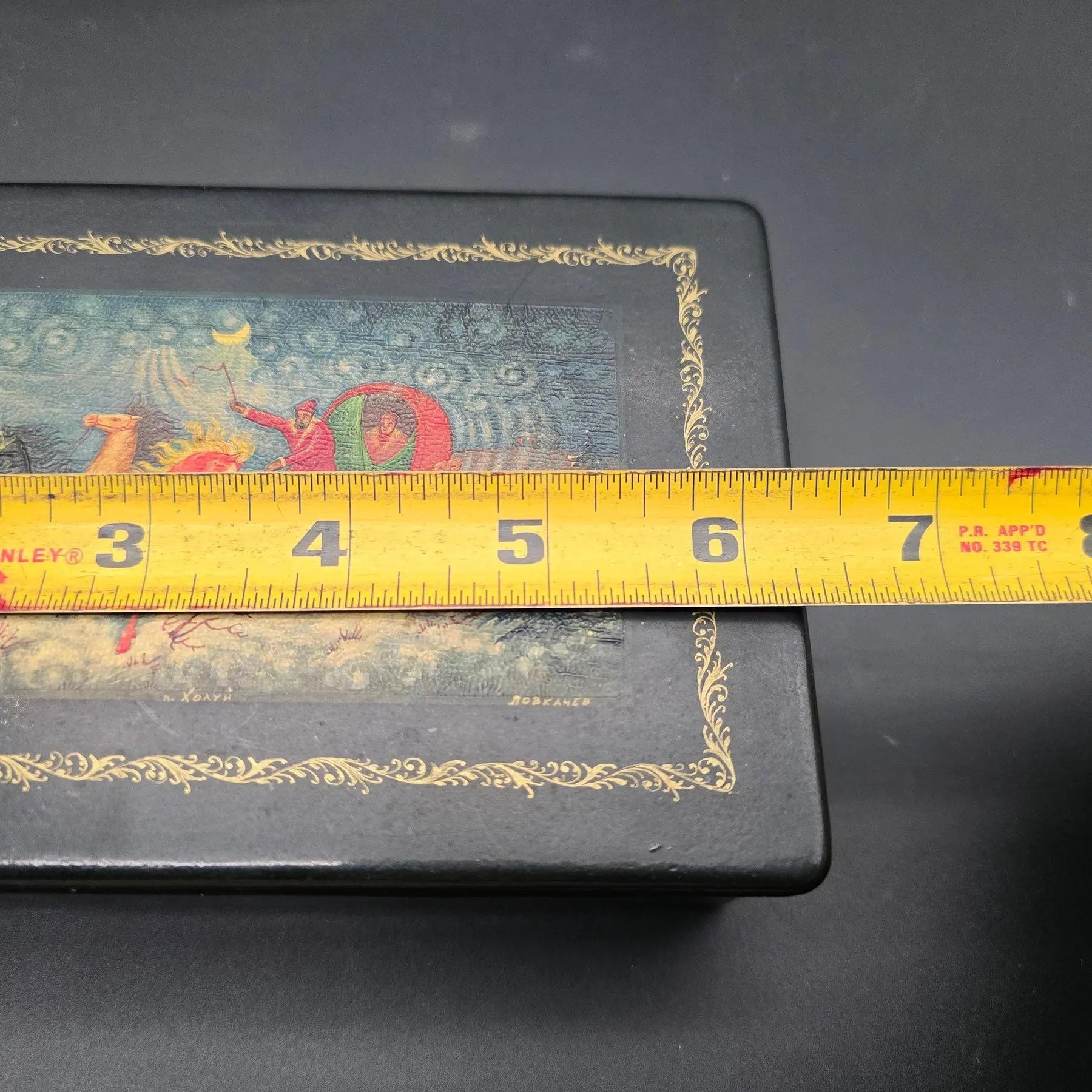 Vintage Hand-Painted Kholuy Lacquer Box – "Troika" Scene by Artist Lovkachev