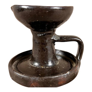 19th Century Signed "Chambers" American Redware Grease Lamp
