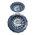 Rare Pair of 18th Century Chinese Export Blue and White Scalloped Bowls Long Eliza Motif