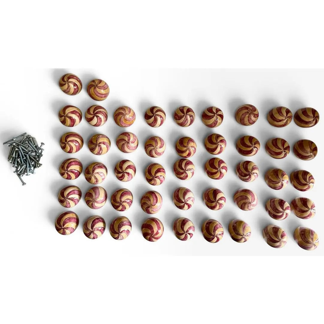 Rare Retired Set Of Forty-Seven MacKenzie-Childs Hand-Painted Swirl Ceramic Knobs