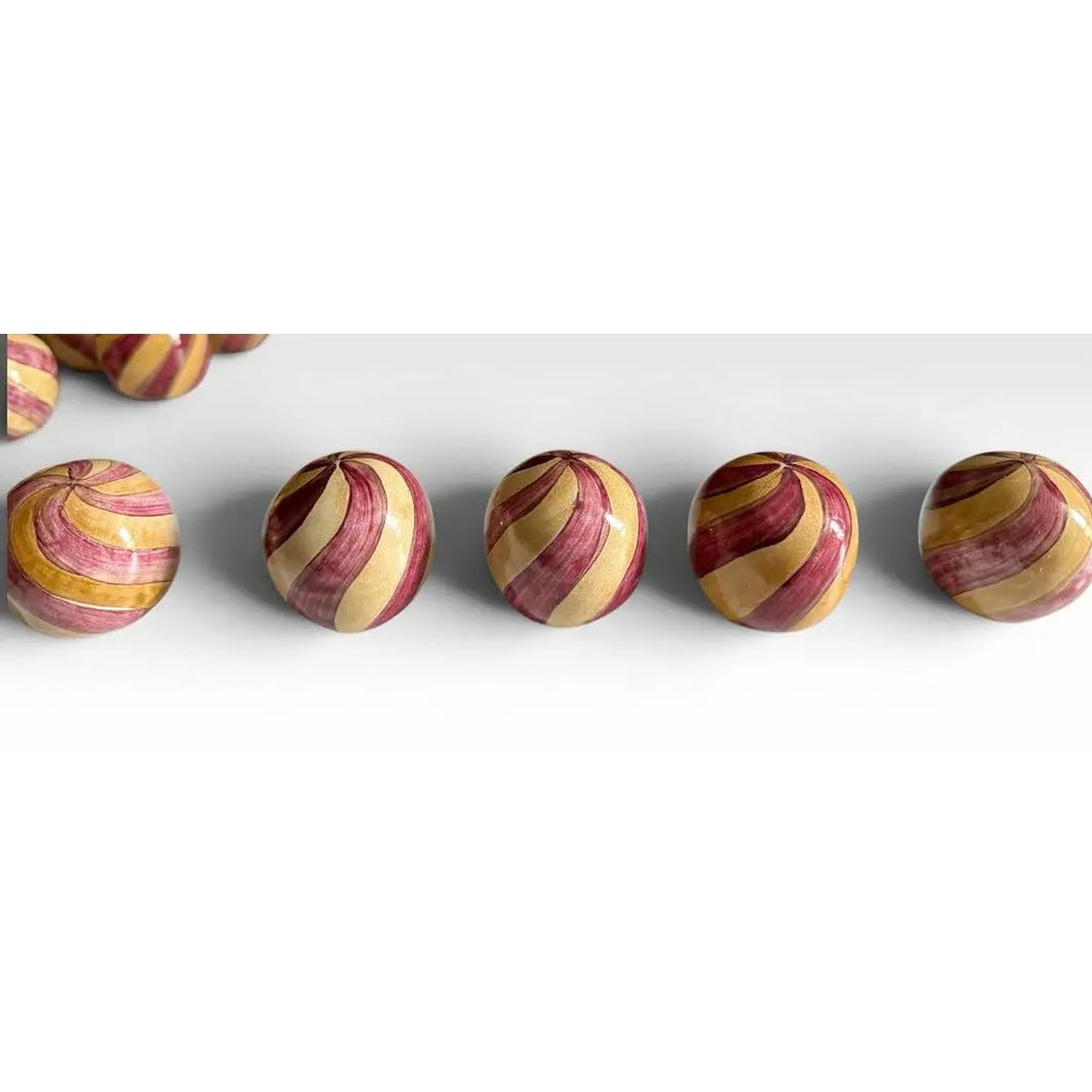 Rare Retired Set Of Forty-Seven MacKenzie-Childs Hand-Painted Swirl Ceramic Knobs