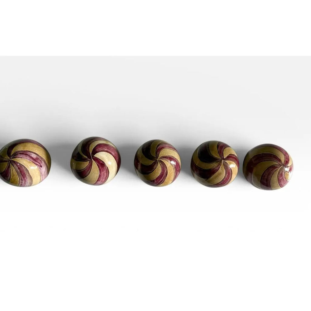 Rare Retired Set Of Forty-Seven MacKenzie-Childs Hand-Painted Swirl Ceramic Knobs