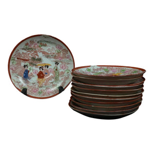 Antique Early 20th Century Japanese Porcelain 5.5 Inch Dish Set