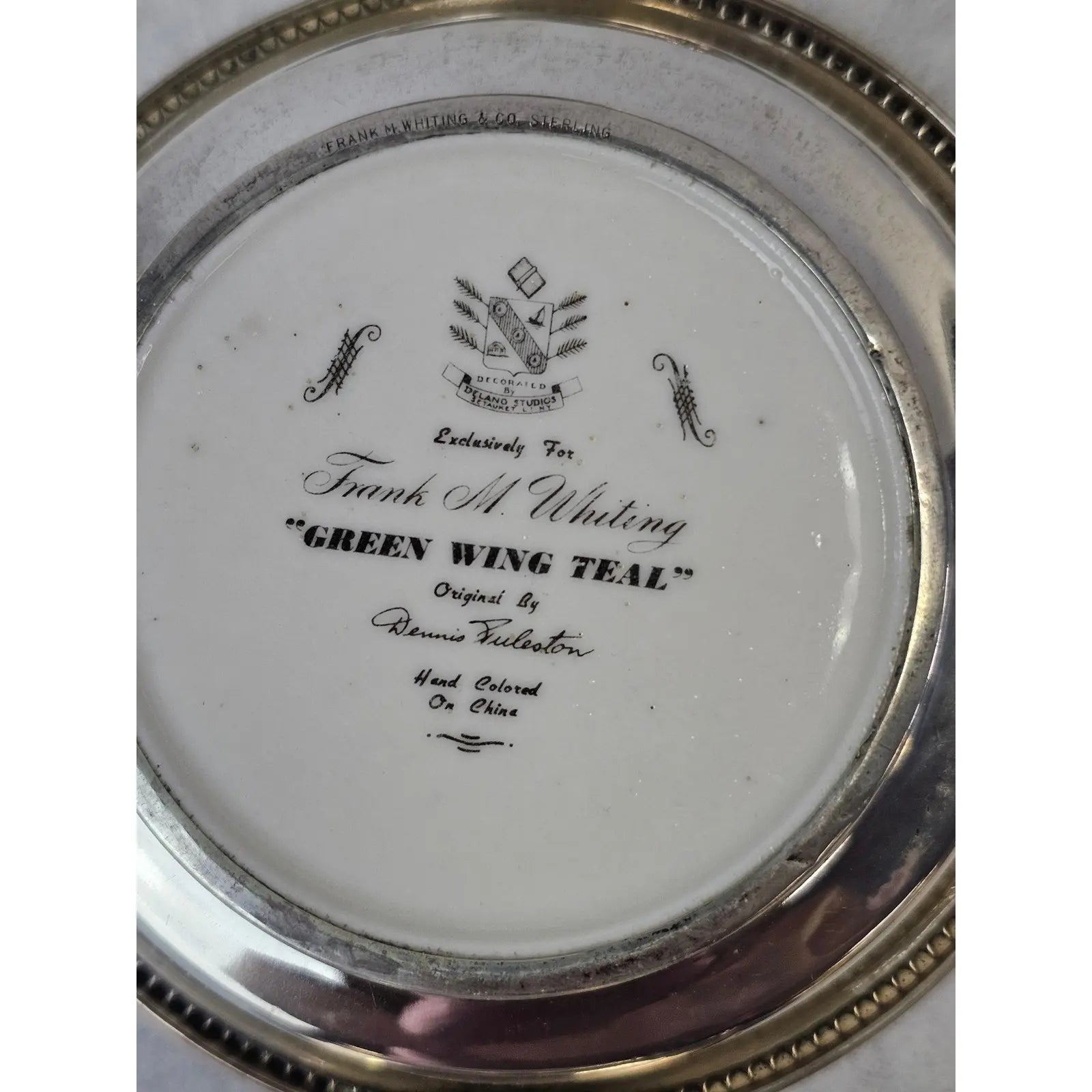 Set Of Six Frank Whiting Sterling Silver And Porcelain Game Bird Coasters By Dennis Puleston