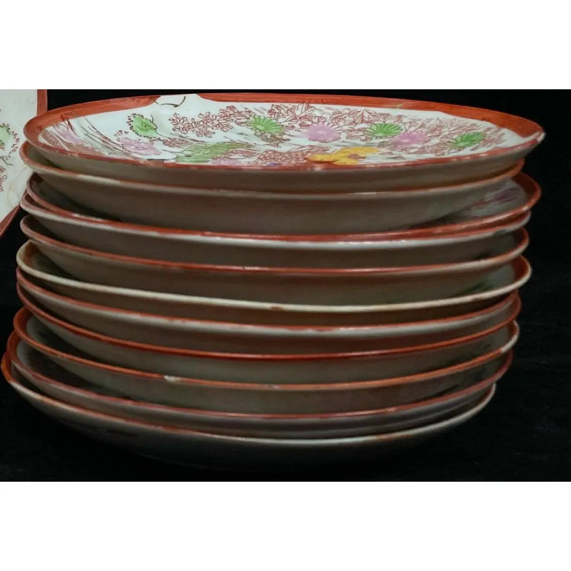 Antique Early 20th Century Japanese Porcelain 5.5 Inch Dish Set