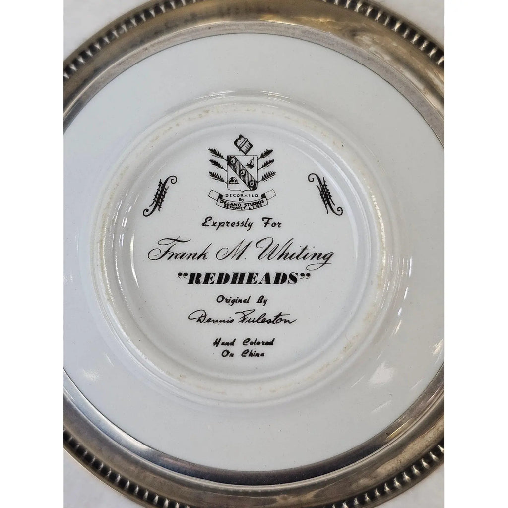 Set Of Six Frank Whiting Sterling Silver And Porcelain Game Bird Coasters By Dennis Puleston