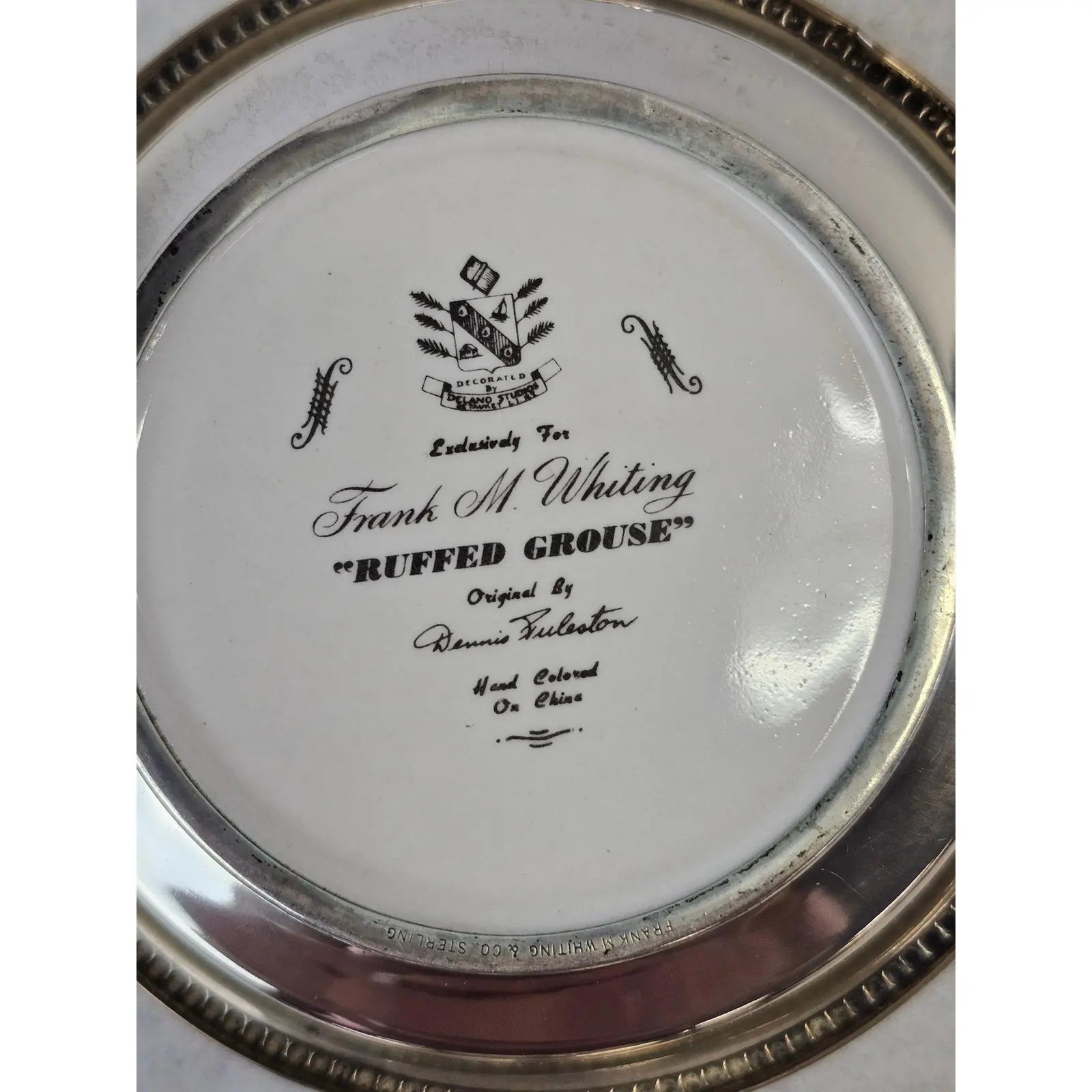 Set Of Six Frank Whiting Sterling Silver And Porcelain Game Bird Coasters By Dennis Puleston