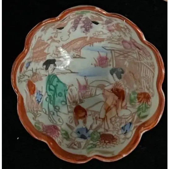 Antique Meiji / Taisho Era Japanese Porcelain Footed Nut & Dipping Bowls — Set of 6