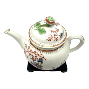Antique 18th Century First Period Worcester Porcelain Teapot Mandarin Pattern Dr Wall Era