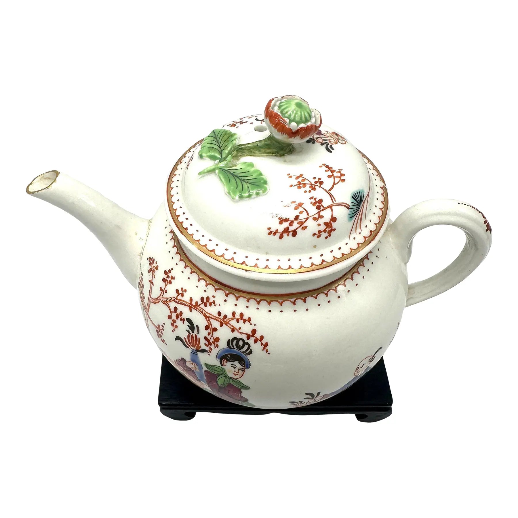 Antique 18th Century First Period Worcester Porcelain Teapot Mandarin Pattern Dr Wall Era