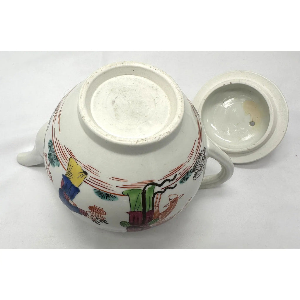 Antique 18th Century First Period Worcester Porcelain Teapot Mandarin Pattern Dr Wall Era
