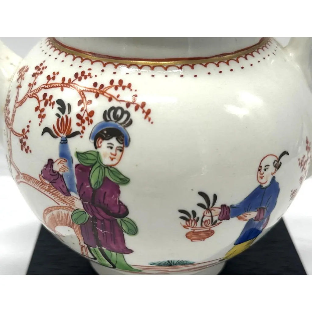 Antique 18th Century First Period Worcester Porcelain Teapot Mandarin Pattern Dr Wall Era