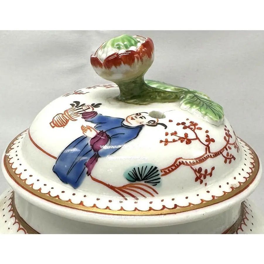 Antique 18th Century First Period Worcester Porcelain Teapot Mandarin Pattern Dr Wall Era