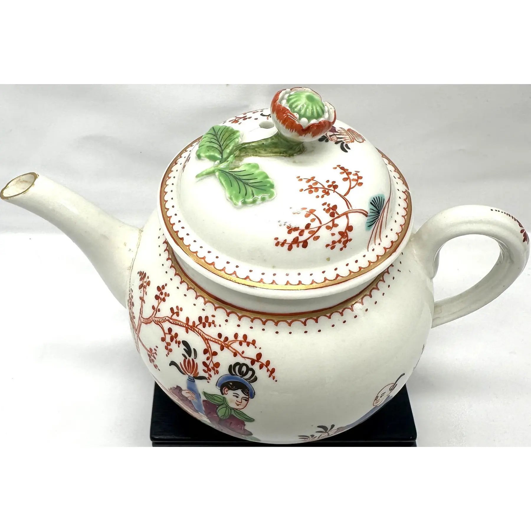 Antique 18th Century First Period Worcester Porcelain Teapot Mandarin Pattern Dr Wall Era