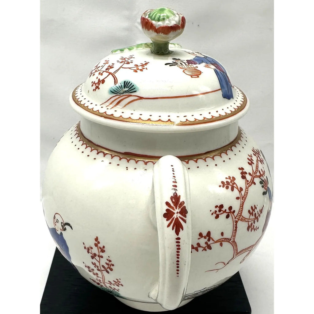 Antique 18th Century First Period Worcester Porcelain Teapot Mandarin Pattern Dr Wall Era