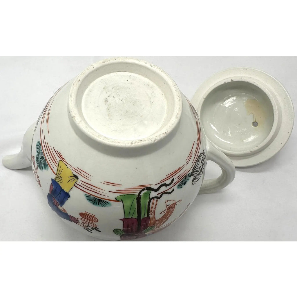 Antique 18th Century First Period Worcester Porcelain Teapot Mandarin Pattern Dr Wall Era